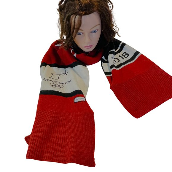 PyeongChang 2018 Official Red Olympic Winter Games Scarf Wordmark Jinyoung - Picture 7 of 12